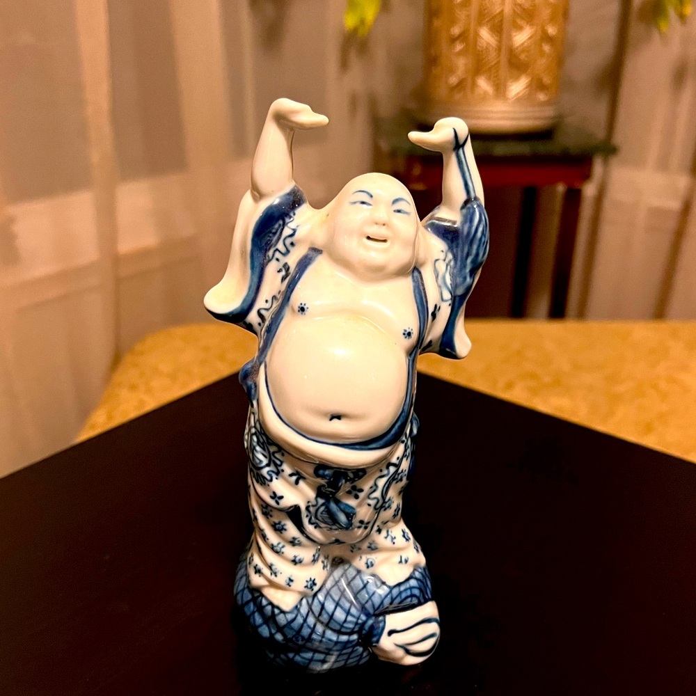 Vintage Porcelain Dancing Buddha Figurine - Traditional Asian Decor